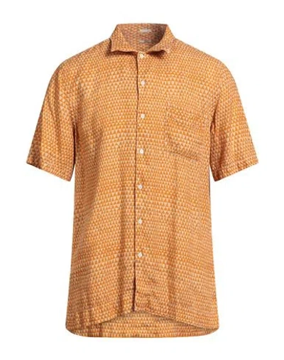 Massimo Alba Man Shirt Orange Size L Linen