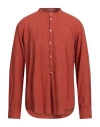 Massimo Alba Man Shirt Orange Size Xl Linen, Cotton