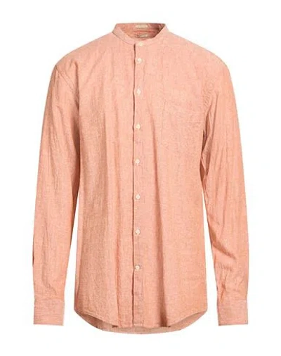 Massimo Alba Man Shirt Orange Size Xxl Linen, Cotton