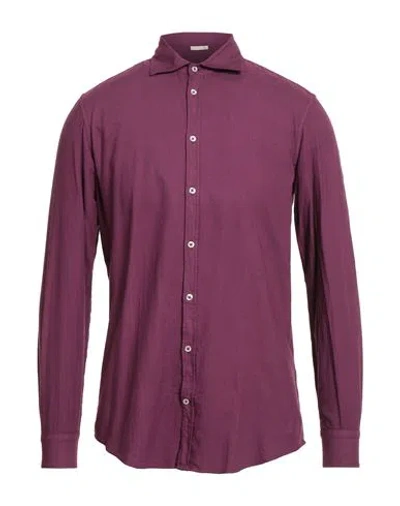 Massimo Alba Man Shirt Plum Size S Viscose, Cotton In Purple