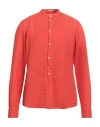 Massimo Alba Man Shirt Rust Size M Linen In Red