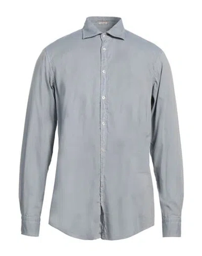 Massimo Alba Man Shirt Slate Blue Size M Cotton In Gray