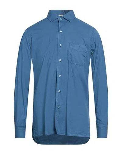 Massimo Alba Man Shirt Slate Blue Size S Cotton