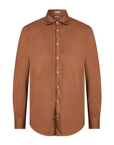 Massimo Alba Man Shirt Tan Size M Cotton In Brown