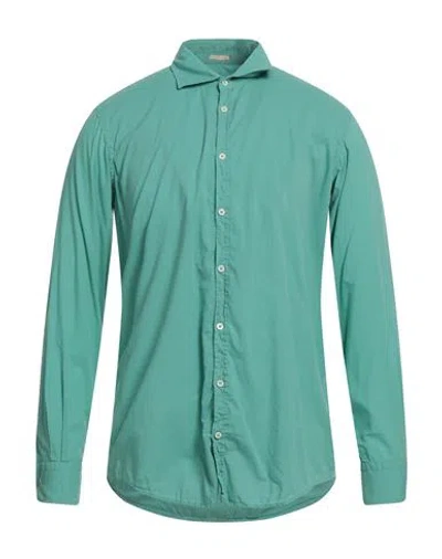 Massimo Alba Man Shirt Turquoise Size M Cotton In Blue
