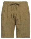 Massimo Alba Man Shorts & Bermuda Shorts Military Green Size Xl Linen In Green