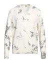 Massimo Alba V-neck Tie-dyed Long-sleeved Knitted Pullover In White