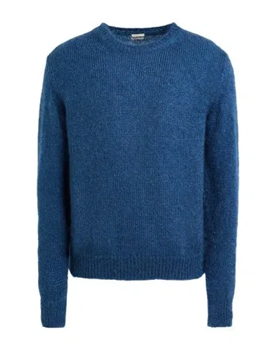 Massimo Alba Man Sweater Navy Size S Mohair Wool, Silk In Navy
