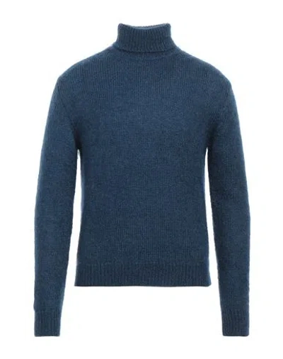 Massimo Alba Man Turtleneck Slate Blue Size S Mohair Wool, Silk