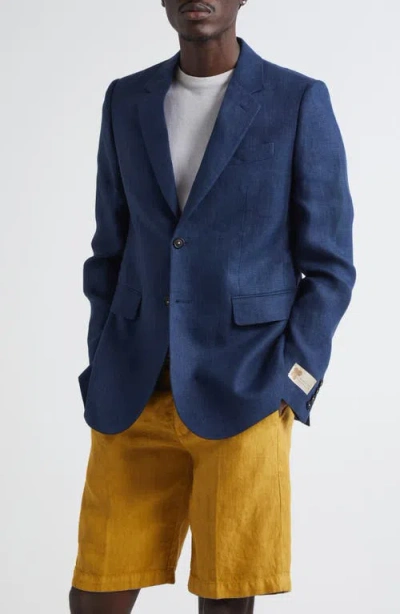 Massimo Alba Memphis Linen Blazer In Blue