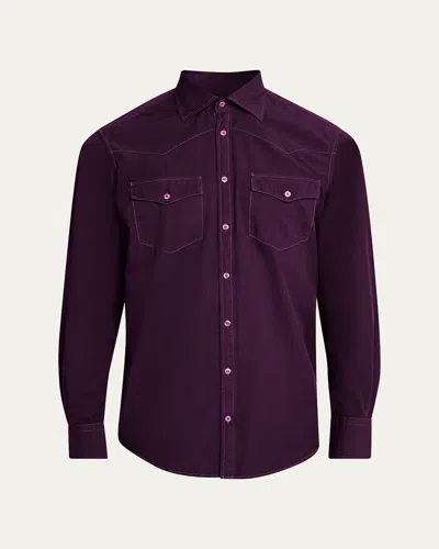 Massimo Alba Men's Arizo Cotton Western Shirt In Purple