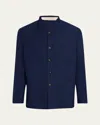 Massimo Alba Mandarin Collar Smoking Jacket In Blue