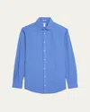 Massimo Alba Men's Canary Micro-check Button-down Shirt In Blue