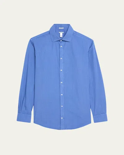 Massimo Alba Men's Canary Micro-check Button-down Shirt In Blue