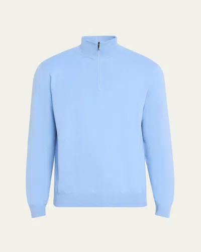 Massimo Alba Men's Cashmere Half-zip Sweater In Azzurro