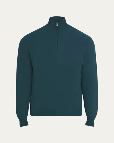 Massimo Alba Men's Cashmere Half-zip Sweater In Blue