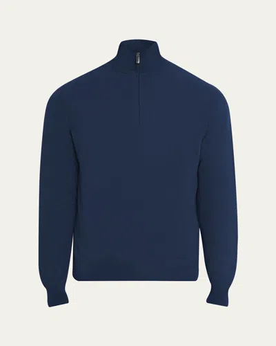 Massimo Alba Men's Cashmere Half-zip Sweater In Blue