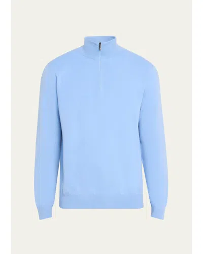 Massimo Alba Men's Cashmere Half-zip Sweater In Marine
