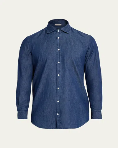 Massimo Alba Men's Classic-fit Denim Western Shirt In Blue