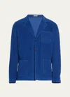 Massimo Alba Men's Corduroy Jacket With Patch Pockets In Blue Massaua