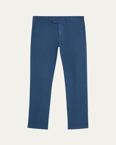 Massimo Alba Men's Cotton-linen Flat-front Trousers In 62-oltremare