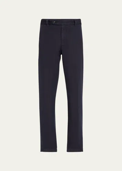 Massimo Alba Men's Cotton-linen Flat-front Trousers In Black