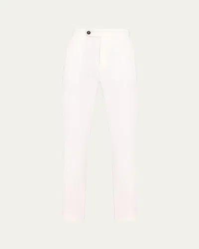 Massimo Alba Men's Cotton-linen Flat-front Trousers In White