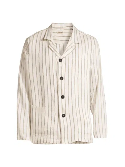 Massimo Alba Men's Florida Striped Silk-blend Shirt Jacket In Summer Sand