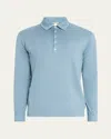 Massimo Alba Men's Ischia 2 Long-sleeve Pocket Polo Shirt In Misty Blue
