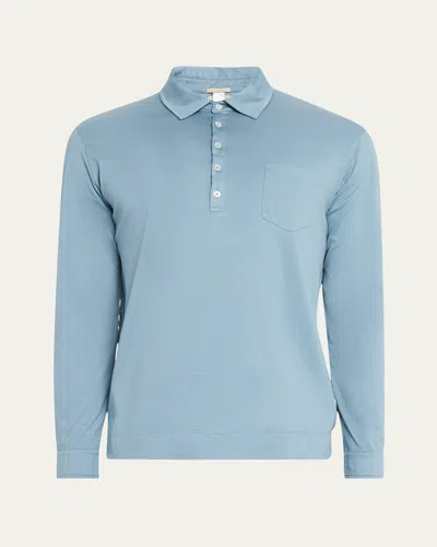 Massimo Alba Men's Ischia 2 Long-sleeve Pocket Polo Shirt In Misty Blue