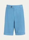 Massimo Alba Men's Linen Pleated Bermuda Shorts In Cerulean