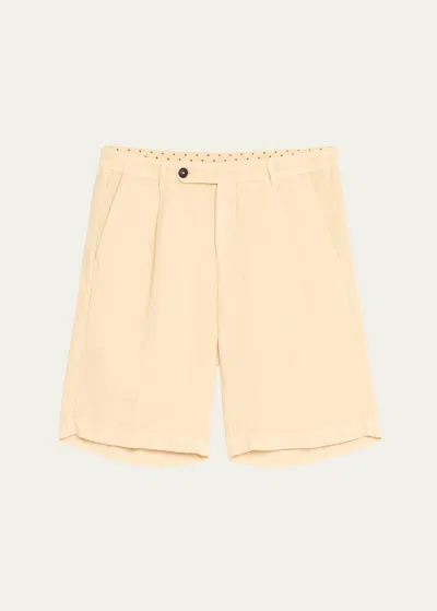 Massimo Alba Men's Linen Pleated Bermuda Shorts In Yellow