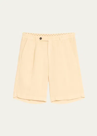 Massimo Alba Men's Linen Pleated Bermuda Shorts In Summer Sand