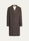 Massimo Alba Men's Long Herringbone Double-breasted Jacket In Blu