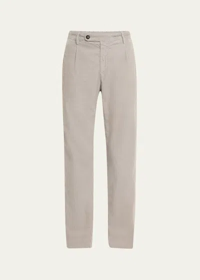 Massimo Alba Men's Micro-corduroy Pleated Trousers In Gray