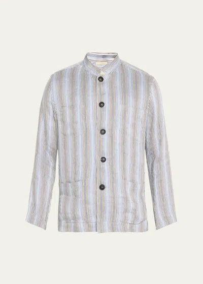 Massimo Alba Men's Multi-stripe Shirt Jacket In Gray