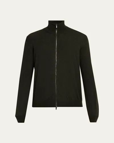 Massimo Alba Men's Noel Wool And Cotton Full-zip Sweater In Black