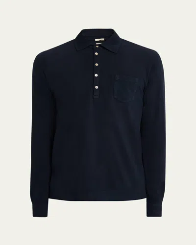 Massimo Alba Men's Pique Cotton And Cashmere Long-sleeve Polo Shirt In Multi
