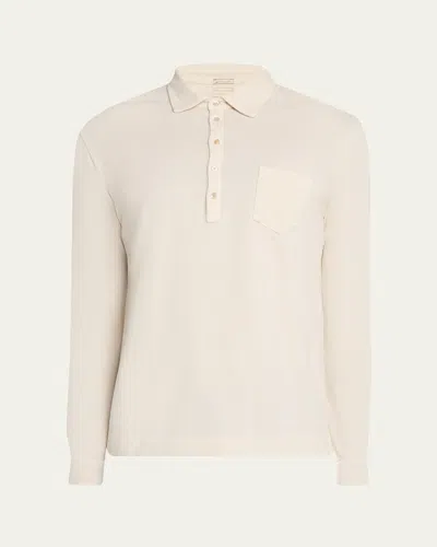 Massimo Alba Men's Pique Cotton And Cashmere Long-sleeve Polo Shirt In Neutral