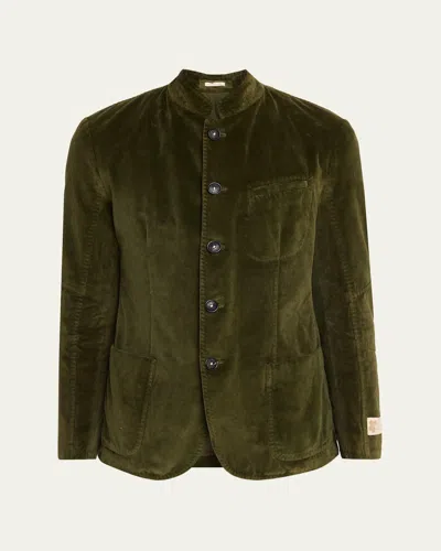 Massimo Alba Men's Velvet Garment Dyed Blazer In Green