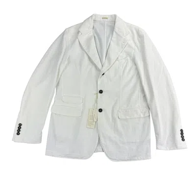 Pre-owned Massimo Alba Mens Cotton Cashmere Garment-dyed Suit Jacket White 48 (us 38)