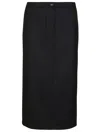 Massimo Alba Mid-length Straight Wool Skirt With Button Closure In Black