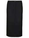 Massimo Alba Mid-length Straight Wool Skirt With Button Closure In Black