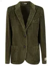 Massimo Alba Military Green Corduroy Blazer With Patch Pockets In Green