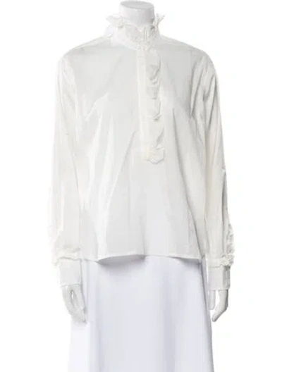 Pre-owned Massimo Alba Mock Neck Long Sleeve Blouse In Neutral