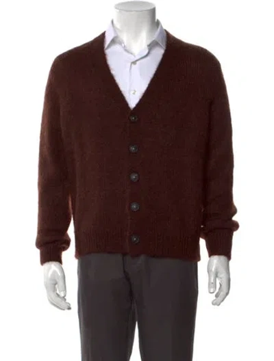 Pre-owned Massimo Alba Mohair V-neck Cardigan W/ Tags In Brown