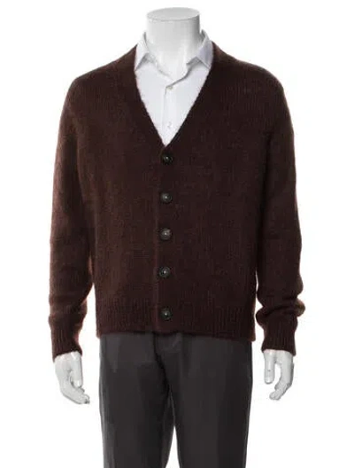 Pre-owned Massimo Alba Mohair V-neck Cardigan W/ Tags In Brown