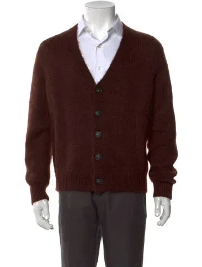 Pre-owned Massimo Alba Mohair V-neck Cardigan W/ Tags In Brown