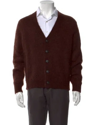 Pre-owned Massimo Alba Mohair V-neck Cardigan W/ Tags In Brown