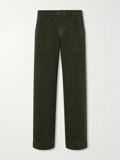 Massimo Alba New Regata Straight-leg Brushed Cotton Trousers In Green